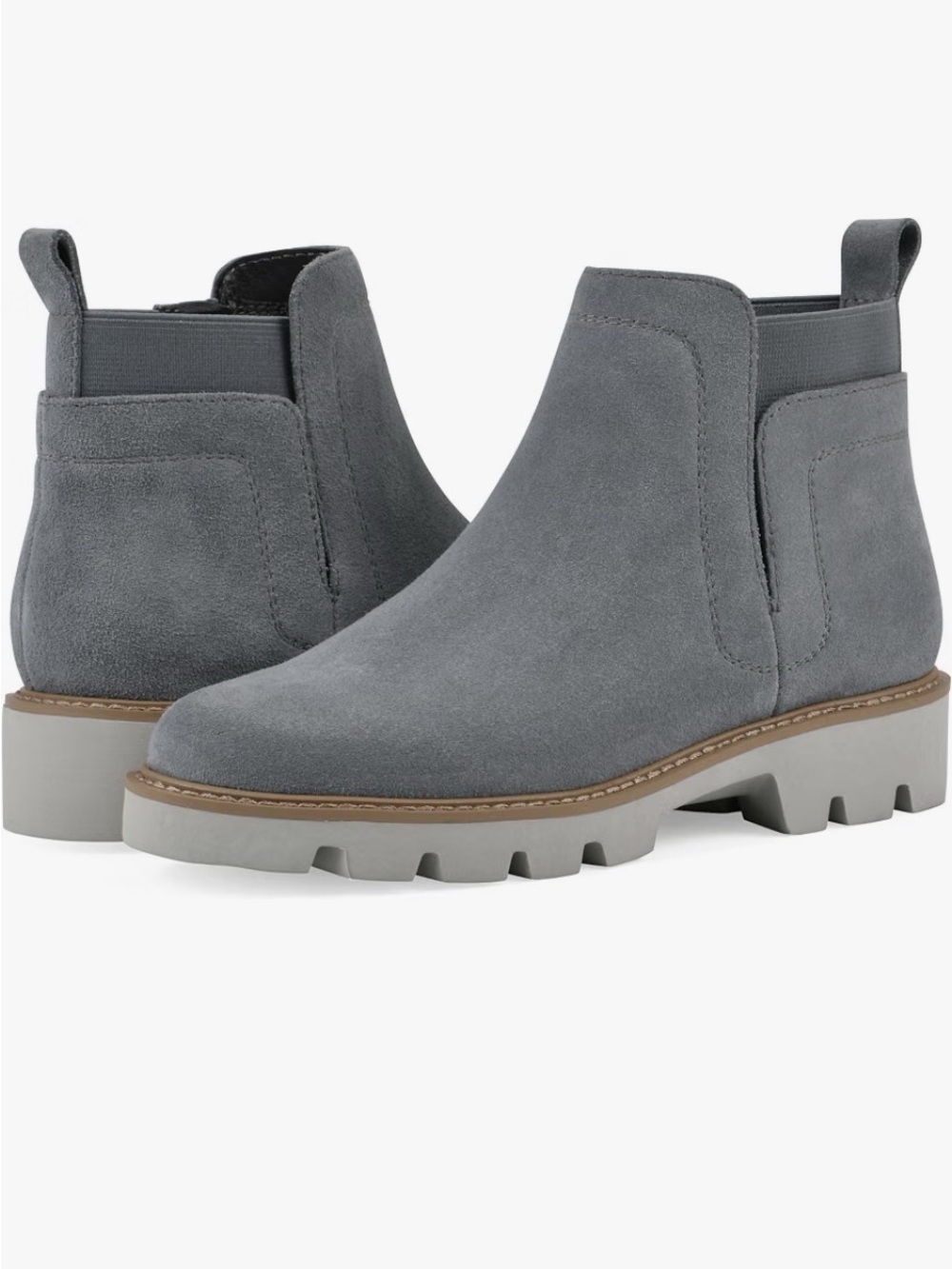 White Mountain”Glassie”  Blue/ Gray Suede Chelsea Lug Booties